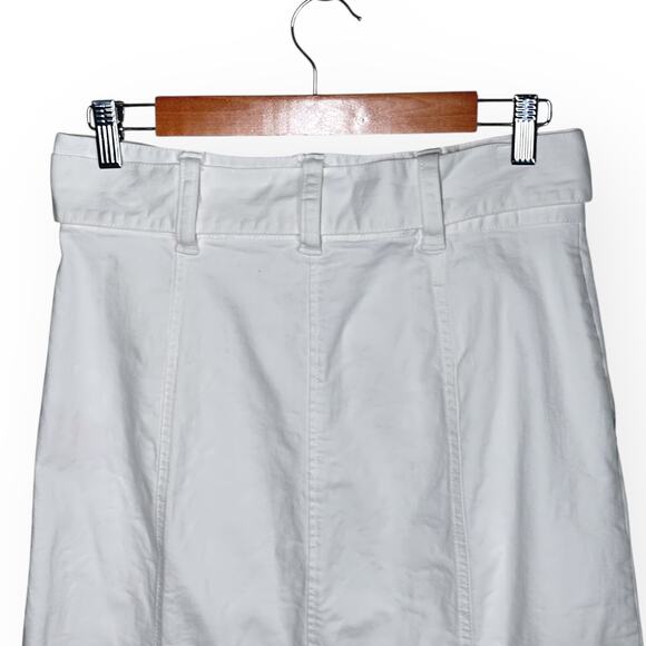THAKOON COLLECTIVE White Denim Midi Skirt Belted Coquette Trendy Brunch A-Line - Picture 8 of 13